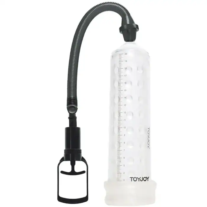 Pompă penis ToyJoy de masaj cu manșon transparent și scală în centimetri