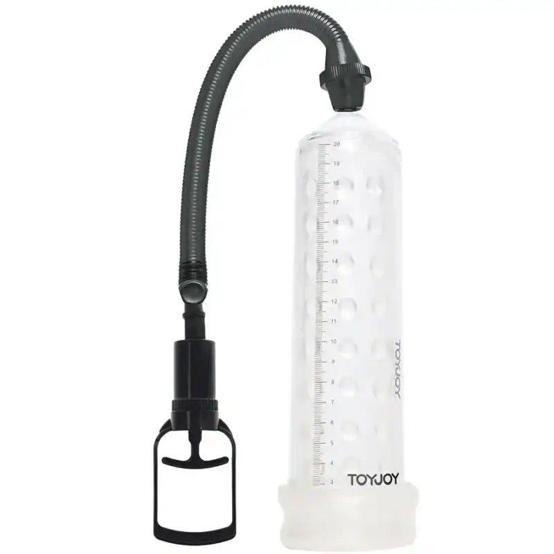 Pompă penis ToyJoy de masaj cu manșon transparent și scală în centimetri