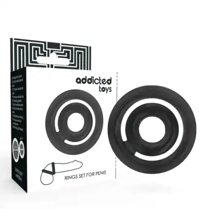 Set de 2 inele pentru penis negre Addicted Toys Potenz