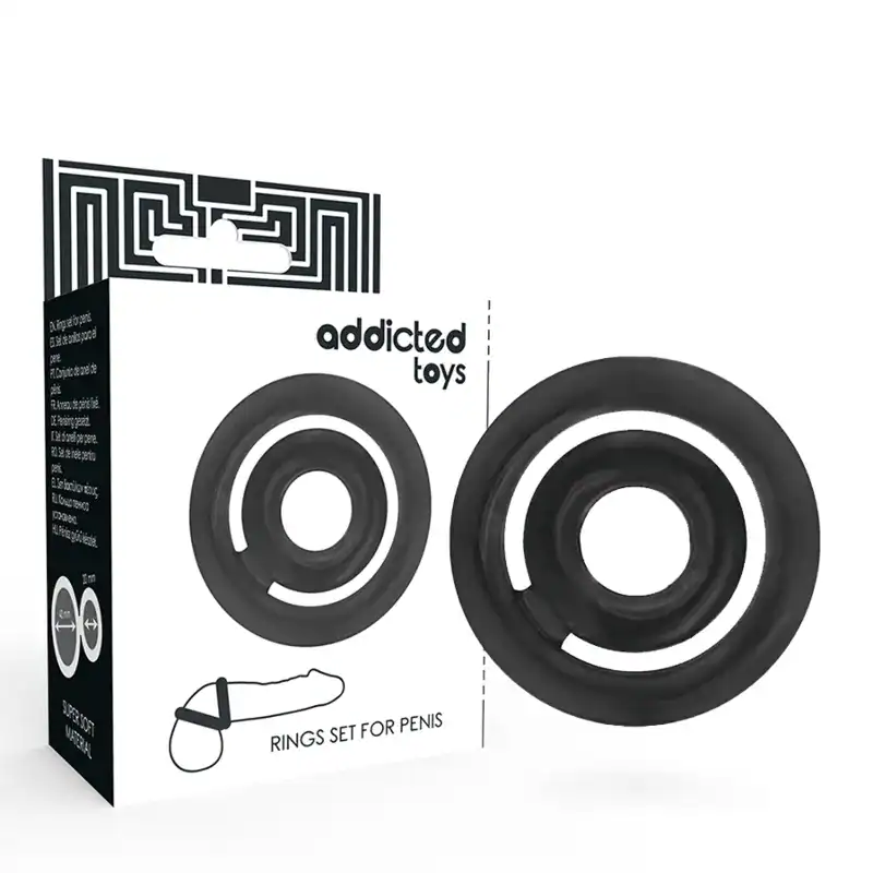 Set de 2 inele pentru penis negre Addicted Toys Potenz