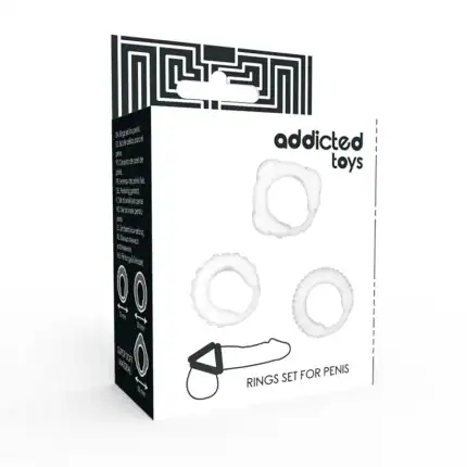 Set de 3 inele transparente pentru penis Addicted Toys