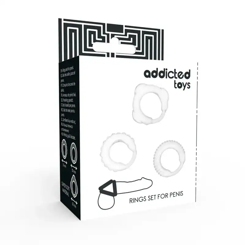 Set de 3 inele transparente pentru penis Addicted Toys